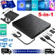 External USB 3.0 Type C DVD CD RW Player Writer Drive Burner Reader For Laptop