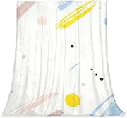 Throw Blanket, Soft and Comfortable Flannel Blanket, Modern Cartoon Doodle Art Splashes