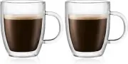 BODUM Glass Cup Tumbler BISTRO Double Wall Mug 300ml Set of 2 1060410 New