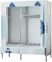 Oxford Cloth Portable Closets with Curtain Stable Portable Wardrobe Free Standing Storage Organizer for Bedroom