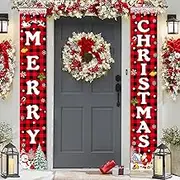 Christmas Decorations Merry Christmas Banner Xmas Porch Door Sign Welcome Hanging Banner for Wall Home Party Decor Christmas Decorations Indoor Outdoor