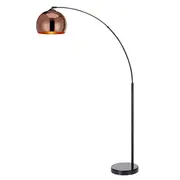 Teamson Home Arquer Arc 66" Metal Floor Lamp with Bell Shade, Rose Gold