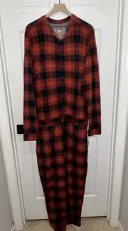 $95 Saxx Nightcrawler One Piece Pajamas Men’s XL Red Plaid Print Union Suit