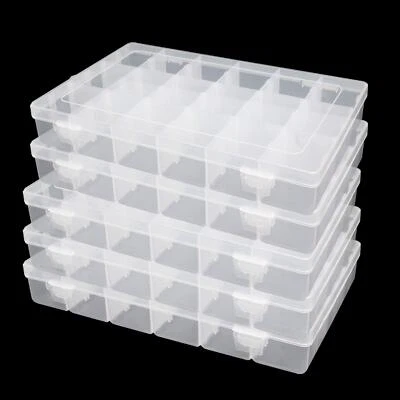 5 Pack 18 Grids Plastic Bead Storage Organizer Box for Jewelry Craft Tackles