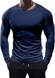 [Fioboc] Compression Shirts PerformancePro Active Crew Neck Tee Moisture Wicking Quick Dry Gym Running Shirts S-4XL