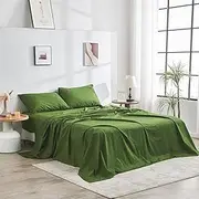 DOZ 100% GOTS Certified Organic Cotton Sheet Set, Crisp Percale Weave, Long Staple, Breathable, Matte Finish, Hotel Style, Durable, 3pc – 2 Pillowcases 1 Fitted (Forest, Cal King)
