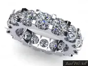 Real 4.00Ct Round Diamond Shared U-Prong Eternity Band Ring 18k White Gold H SI2