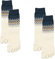 fukuske(福助) Fukusuke 3245Q72M Women's Socks, Yubisupo, Geometric Pattern, Crew Length Socks, Set of 2, Fukusuke