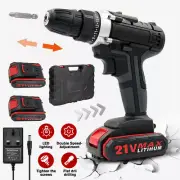21V Cordless Drill Hammer Set Electric Impact Driver Screwdriver + 2 Battery AU