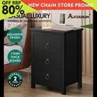 ALFORDSON Bedside Table Hamptons Nightstand Storage Side End 3 Drawers Black