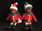 NEW CHRISTMAS PIXIE "DELUXE" ELF SET - 8" DECORATIVE HANGING DOLLS