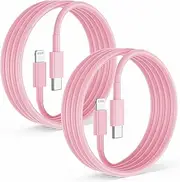 2Pack for Apple iPhone14 pro max Fast Charger Cable Pink 6ft [Apple MFi Certified], USB Type C to Lightning Cable 6 Foot Apple iPhone Charging Cord for Apple iPhone 14 /iPhone13/iPhone12 Pro