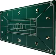 SLOWPLAY 180x90cm Nash Texas Hold'em Poker Mat | Portable Poker Table Top with Art Deco Layout Print, Hemmed Edges,Green Smooth Surface, and Carrying Tube for Card Games Everywhere