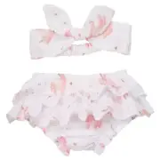 Mud Pie Baby Girl Unicorn Ruffle Bloomers and Headband Set Muslin