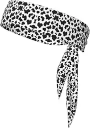 Men's Black and White Leopard Print Double Sided Sports Scarf with Bow Tie
