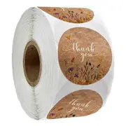 Round Natural Kraft Thank You Sticker seal labes Hand Made With Love Sticker Paper Stationery 500Pcs
