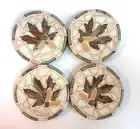 Maple Leaf Mosaic Coasters, Mosaic Art Handmade Ceramic Tile Trivets set of 4