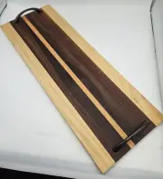 Walnut and Maple Solid Wood Cutting Board Edge Grain with Handles Charcuterie