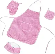 FUNNETOYU 1 Set Apron for Checkered Childrens Kitchen Apron Set with Chef Hat for Baking Stylish and Safe Cooking Supplies