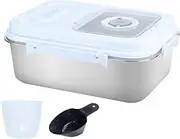 Qiveno Airtight Rice Storage Container Bin 15lb, Stainless Steel Food Storage Containers with Measuring Cup,Spoon Kitchen and Pantry Canister for Rice, Flour, Sugar, and Baking Supplies(Silver)