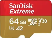 SanDisk 64GB Extreme microSDXC Card for Action Cams and Drones + SD Adapter + RescuePRO Deluxe, up to 170 MB/s, with A2 App Performance, UHS-I, Class 10, U3, V30