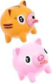 ERINGOGO 2pcs Tongue Out Squeezing Cartoon Animal Squeeze for Home Office School Fun Sensory Pig Tiger