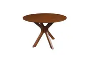Design Square Modern Round Wooden Dining Table 105cm - Walnut