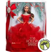 Barbie Signature 2018 Holiday Barbie Doll Brunette Mattel FRN71