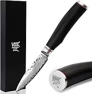 YOUSUNLONG Peeling Knives 3.5 inch Paring Knives Japanese Damascus Hammered Steel Blade with Natural Leadwood Handle