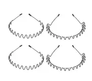 Metal Hair Band for Men - 4 Pieces Metal Headband Wavy Hairband Spring Hair