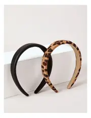 [Piper] 2 Pack Headband in Black/Leopard