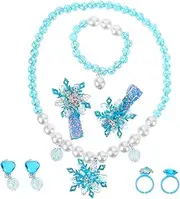 [TOVINANNA] 1Set Jewelry Set Snowflake Necklace Earring Little Charming Birthday Lightweight Durable for Dress Up and Playtime