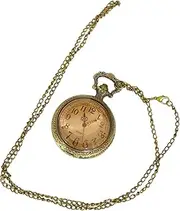 Gatuida Big Numbers Pocket Watch Vintage Style Clamshell Watch Chained Hanging Sturdy Alloy Case