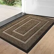 Front Door Mat Durable Welcome Mat, Absorbent Rubber Low Profile Doormat, Heavy Duty Non Slip Waterproof Rubber Outside Door Mats, for Home,Office,Patio,Restaurant Inside Outside Entryway