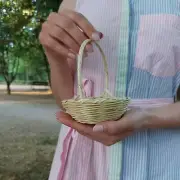 Mini Cane Basket / Wedding Flower Basket / Engagement Ring / Wicker Basket / Ha