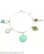 NEW JILZARA Premium Clay Inlay PERSIAN TILE BLUE HEART BANGLE CHARM Bracelet
