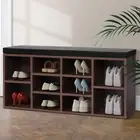 Shoe Rack Cabinet Bench 10 Cubes Walnut Storage Organizer Entryway Furnitu 2-WAL