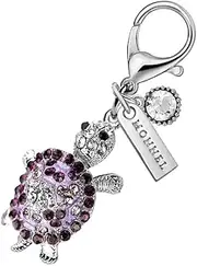 [Monnel] MC341 Little Crystal 3D Movable Turtle Lobster Clasp Charm for Women Girls with Velvet Bag (Purple,1 Piece), 2 cm (L) X 1 cm (W) X 3 cm (H), zinc alloy metal, Rhinestone