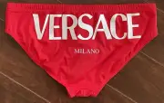 MEN'S VERSACE SIGNATURE SWIMSUIT IN RED (L) NEW WITH TAGS