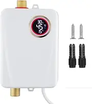Aofesel Electric Tankless Water Heater, 3500W 220V Mini Tankless Water Heater, 20-50°C, IPX4 Waterproof Electric Instantaneous Water Heater for Shower, Bathroom, Kitchen