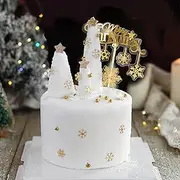White Christmas Tree Cake Topper, Pure White Snowflake Theme Cake Decoration, Fantasy Princess Cake Decoration, Suitable for Christmas Party, Snowflake Theme Party