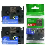 2/Pack 18mm Gold on Black Tape for P-touch Model PT1900, PT-1900 Label Maker
