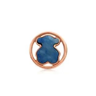 TOUS/桃絲熊銀鍍18K玫瑰金藍線石耳環 鏤空素女飾品712163650