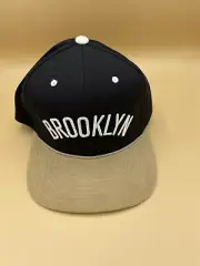 Brooklyn Nets Hat Mitchell & Ness Tan Black Fitted Cap Size 7-3/8