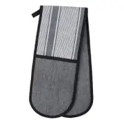 Davis & Waddell Ellis Cotton Double Oven Glove Black & White Stripe 18x90cm