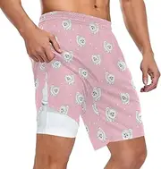 [ZZXXB] Pomeranian Dog Athletic Shorts for Men with Pockets 2 in 1 Quick Dry Running Shorts S-3XL