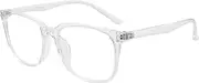[Creature] Transparent Blue Cut Square Unisex Optical Frame(SUN-086), Transparent, Free Size