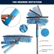 GlowFlex Pro Window Cleaner 20+ Ft Extendable 2-in-1 Squeegee & Duster | Outdoor
