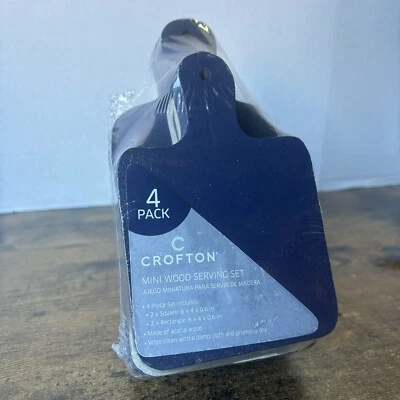 Four (4) Crofton Mini Acacia Wooden Cheese Serving Charcuterie Boards, Navy Blue