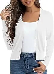 [Ahlaray] Women's Cropped Cardigans Sweaters Button Down Open Front Bolero Shrugs for Dresses, S-XL